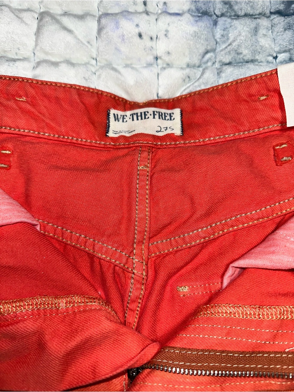 We The Free Coral-Red High Rise Women's Jeans